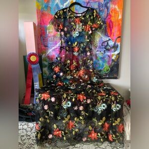 GORGEOUS Sheer Black Floral Embroidery Maxi Dress FAB for Layering LuLaRoe 💖 M